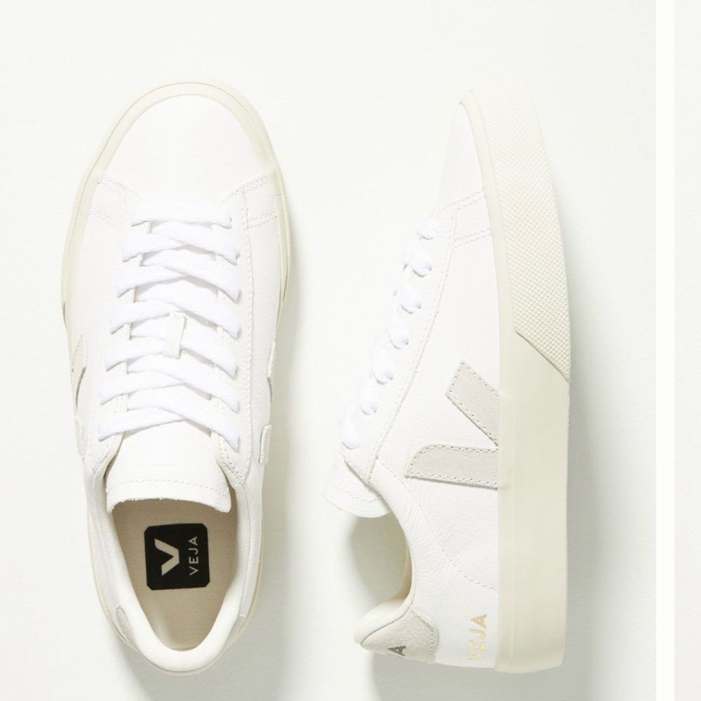 Veja White and Cream Casual Sneakers